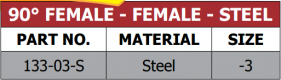 133 Series 90 Degree Female Adapters