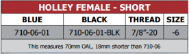 710 Series Holley Female - Short Adapter