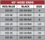 102 Series 45 Degree Hose Ends