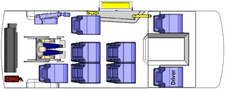 Floorplans for Toyota HiAce Commuter 1 wheelchair