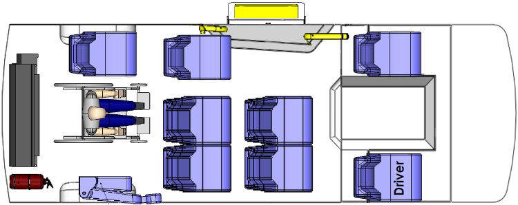 Floorplans for Toyota HiAce Commuter 1 wheelchair