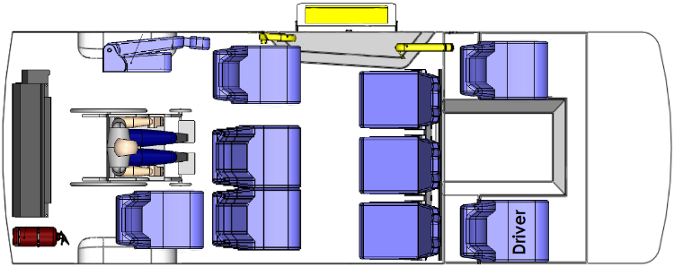 Floorplans for Toyota HiAce Commuter 1 wheelchair