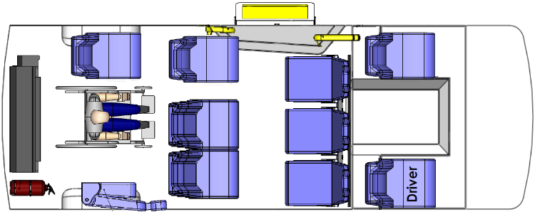 Floorplans for Toyota HiAce Commuter 1 wheelchair