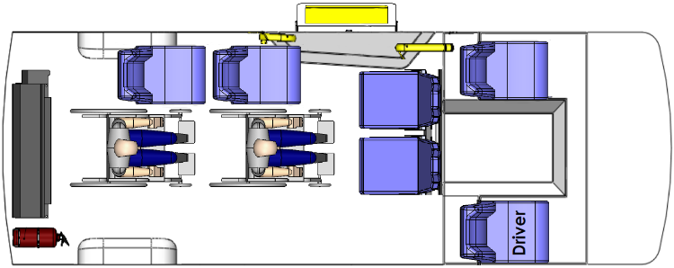 Floorplans for Toyota HiAce Commuter 2 wheelchairs